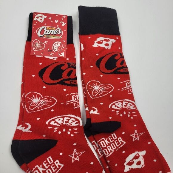 NWT - Raising Cane's Red & Black "Fresh Cooked To Order" Unisex Socks (2 pairs) - Picture 8 of 8